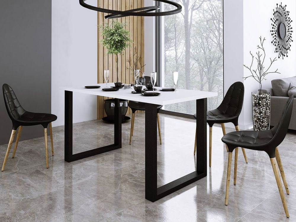 Veneti Obdĺžnikový jedálenský stôl IMPER 1 - biely / čierny mat